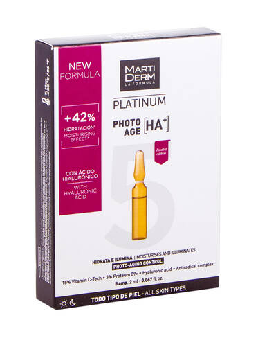 MartiDerm Platinum Фото-Ейдж На+ ампули контроль фотостаріння для всіх типів шкіри 2 мл 5 ампул