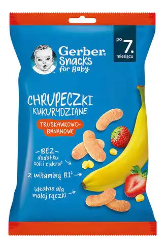 Gerber Снеки кукурудзяні з полуницею та бананом з 7 місяців 28 г 1 пачка