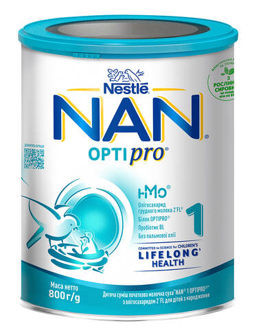 NAN Optipro 1 Суха дитяча молочна суміш для новонароджених 800 г 1 банка loading=