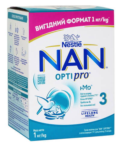 NAN Optipro 3 Суміш молочна суха для дітей від 12 місяців 1 000 г 1 коробка