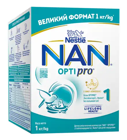 NAN Optipro 1 Суміш суха дитяча молочна для новонароджених 1 000 г 1 коробка