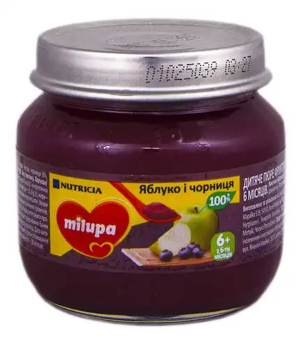 Milupa Пюре Яблуко і чорниця з 6 місяців 100 г 1 банка