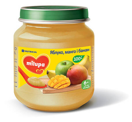 Milupa Пюре Яблуко, манго і банан з 6 місяців 125 г 1 банка
