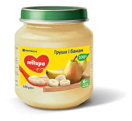 Milupa Пюре Груша і банан з 6 місяців 125 г 1 банка