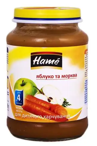 Hame Пюре яблуко та морква від 4 місяців 190 г 1 банка