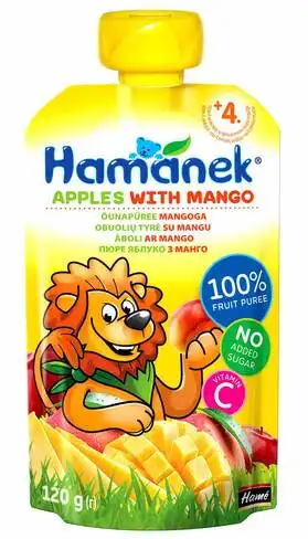 Hamanek Пюре яблуко з манго від 4 місяців 120 г 1 пауч