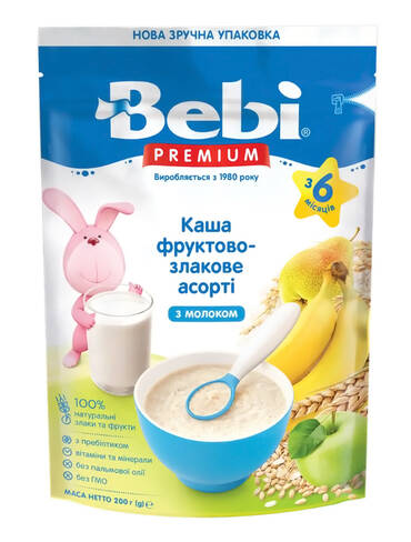 Bebi Каша молочна фруктово-злакове асорті з 6 місяців 250 г 1 коробка