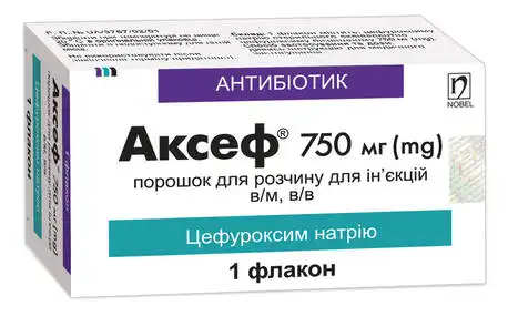 Аксеф порошок для ін'єкцій з розчинником 750 мг 1 флакон