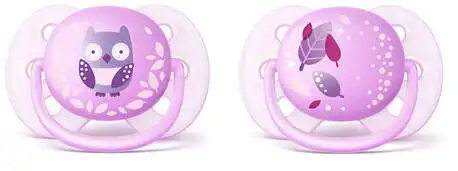 Avent Philips Пустушка ультрам'яка для дівчаток 0-6 місяців SCF227/20 2 шт
