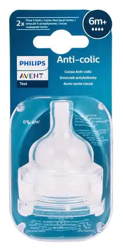 Avent Philips Anti-colic Соска зі швидким потоком з 6 місяців SCF764/02 2 шт