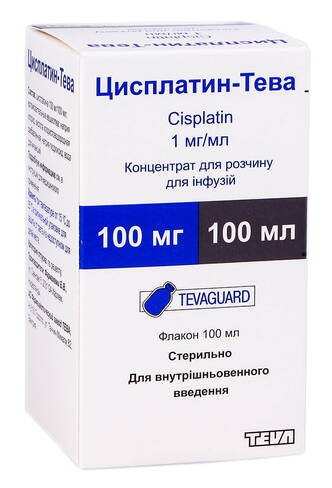 Цисплатин Тева концентрат для інфузій 100 мг 100 мл 1 флакон