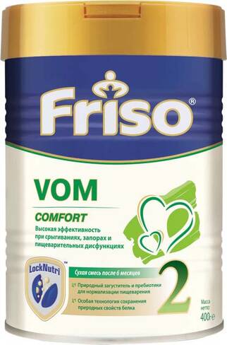 Friso Vom 2 Comfort LockNutri Суміш суха молочна для дітей від 6 до 12 місяців 400 г 1 банка
