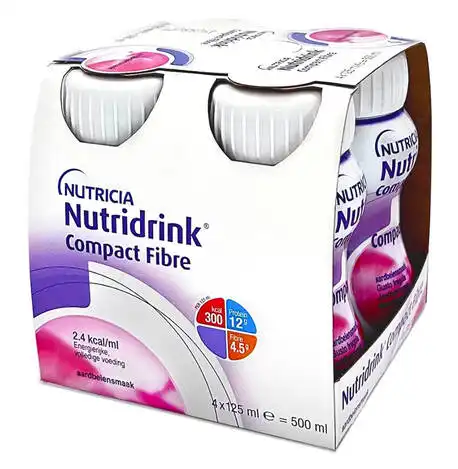 Nutricia Nutridrink Compact Fibre ентеральне харчування зі смаком полуниці 125 мл 4 пляшки