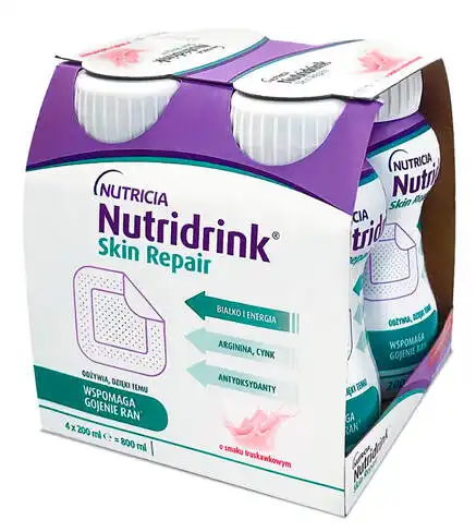 Nutricia Nutridrink Skin Repair ентеральне харчування зі смаком полуниці 200 мл 4 пляшки