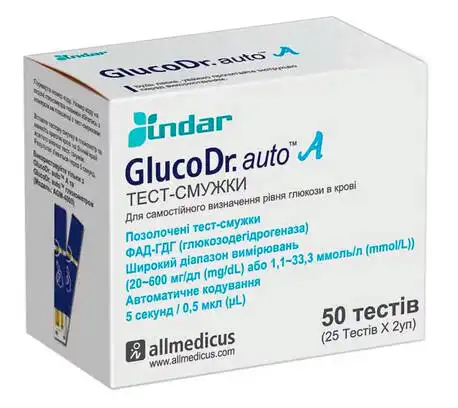 Gluco Dr. Доктор Авто AGM 4000 Тест-смужки для визначення рівня глюкози в крові 50 шт