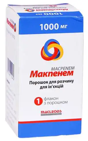 Макпенем порошок для ін'єкцій 1000 мг 1 флакон