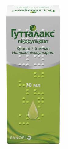 Гутталакс пікосульфат краплі оральні 7,5 мг/мл 30 мл 1 флакон