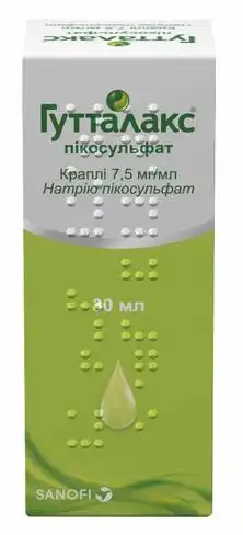 Гутталакс пікосульфат краплі оральні 7,5 мг/мл 30 мл 1 флакон