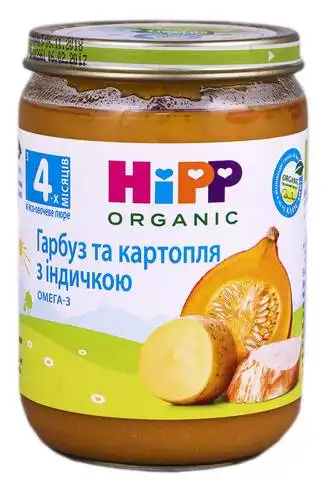 HiPP Пюре Гарбуз та картопля з індичкою з 4 місяців 190 г 1 банка