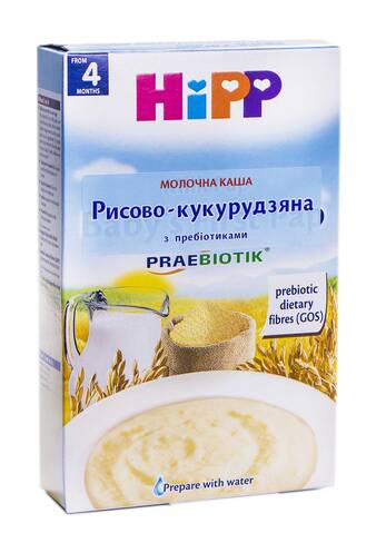 HiPP Каша молочна Рисово-кукурудзяна з пребіотиками з 4 місяців 250 г 1 коробка