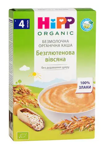 HiPP Каша безмолочна органічна безглютенова вівсяна з 4 місяців 200 г 1 коробка