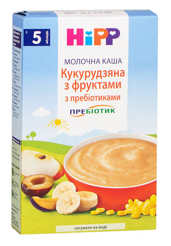 HiPP Каша молочна Кукурудзяна з фруктами з пребіотиками без цукру з 5 місяців 250 г 1 коробка
