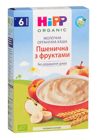 HiPP Каша молочна органічна Пшенична з фруктами з 6 місяців 250 г 1 коробка