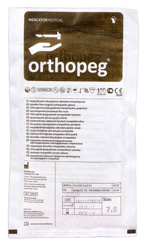 Orthopeg Рукавички латексні хірургічні ортопедичні неприпудрені стерильні розмір 7,5 1 пара