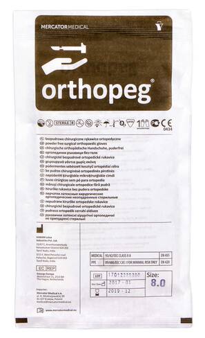 Orthopeg Рукавички латексні хірургічні ортопедичні неприпудрені стерильні розмір 8 1 пара