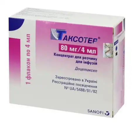 Таксотер концентрат для інфузій 80 мг/4 мл 4 мл 1 флакон