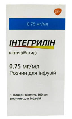 Інтегрилін розчин для інфузій 0,75 мг/мл 100 мл 1 флакон